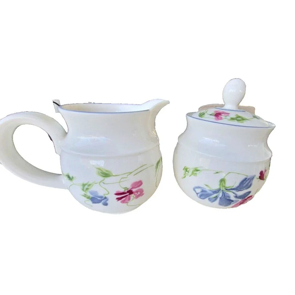 ROYAL DOULTON AMETHYST COVERED SUGAR BOWL & CREAMER -  1105G